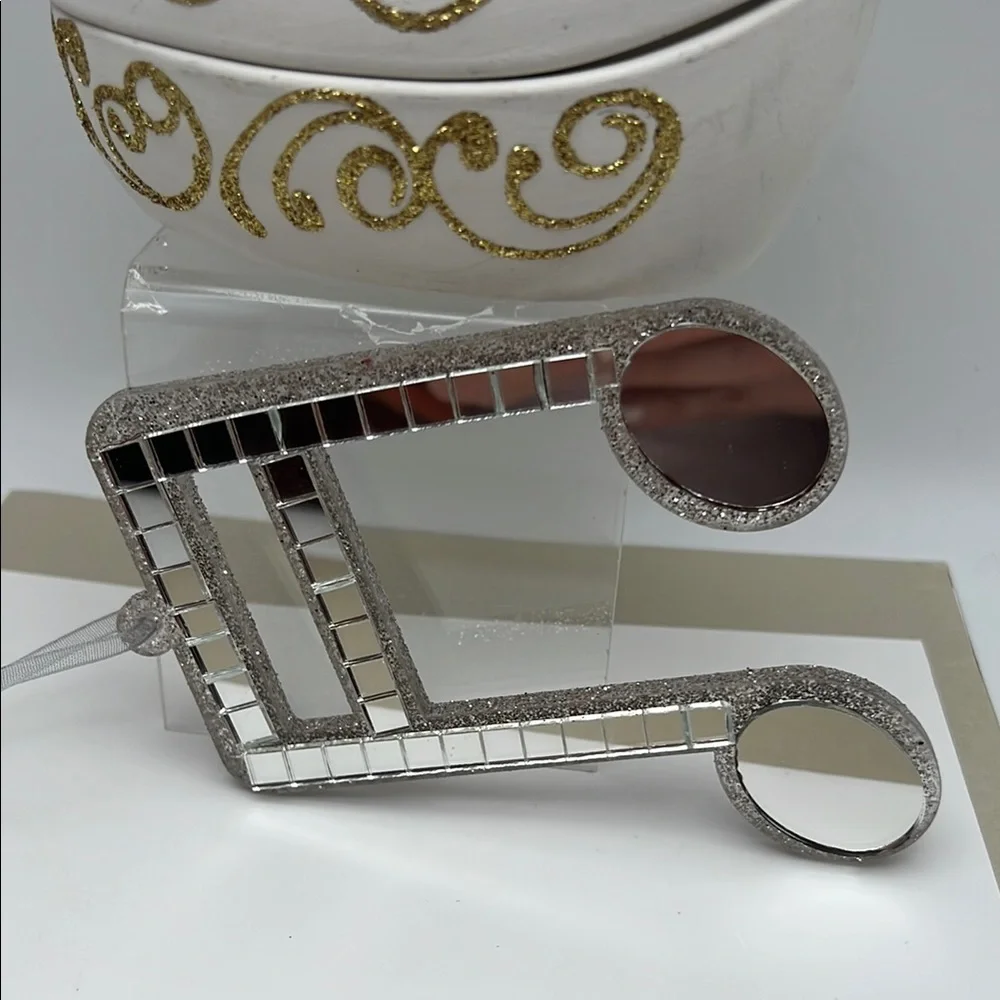 Silver / Glitter / Mirrors Music Note Ornament 4.5” H x 4.5” W x .25” D - Picture 4 of 15